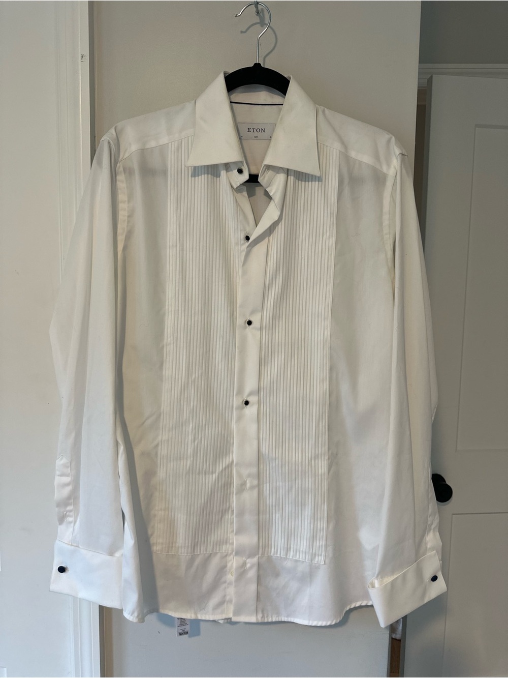 Eton Slim Fit Pleated Tuxedo Shirt, White, Size 38/15